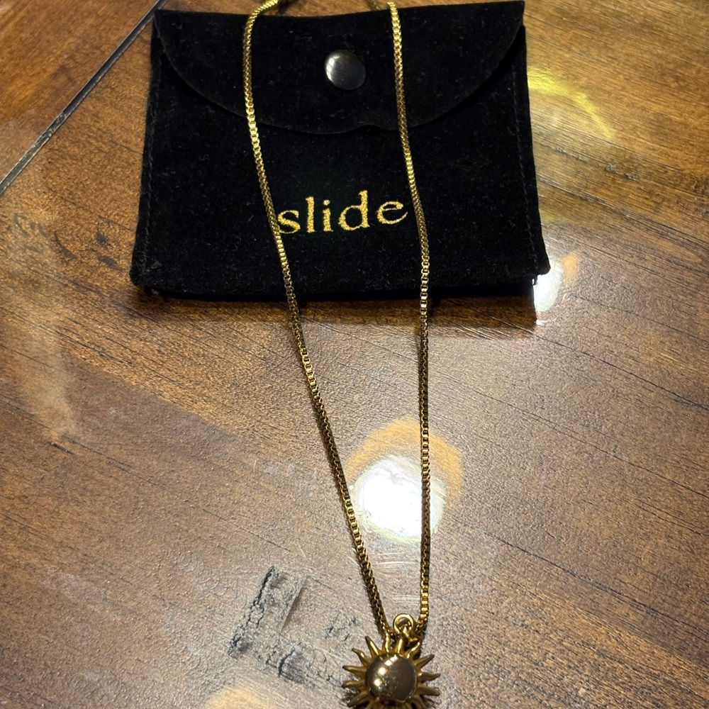 Slide Gold Sun Pendant Necklace